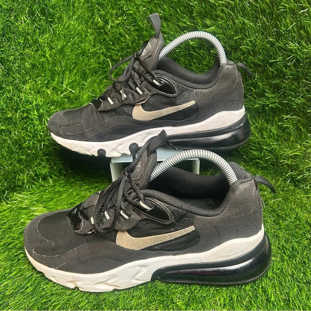 Nike Air‎ Max 270 React (GS) Sneakers Sz 7Y Black Grey BQ0103-003